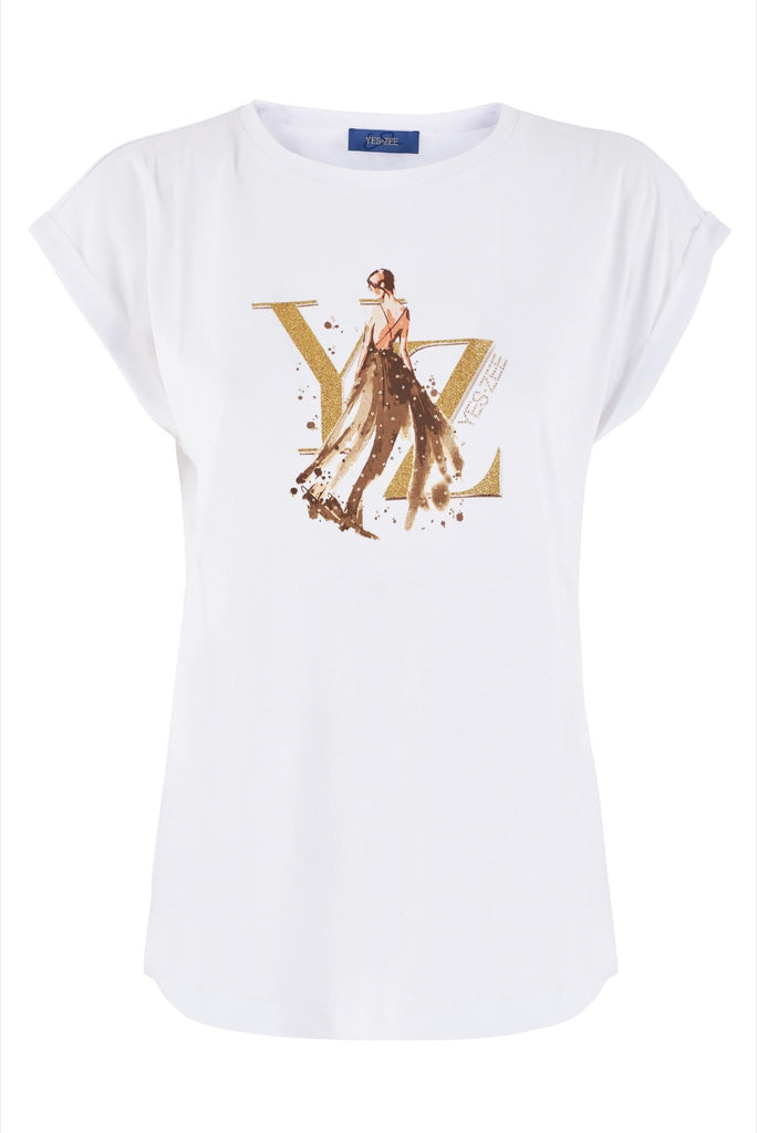 YES ZEE T-SHIRT DONNA MANICA PIPISTRELLO CON RISVOLTO