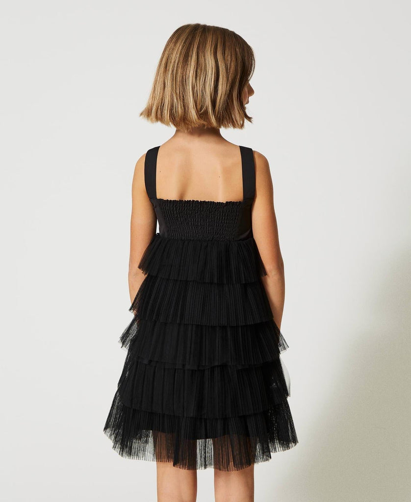 TWINSET ABITO CORTO A BALZE IN TULLE CON CORPINO IN TAF