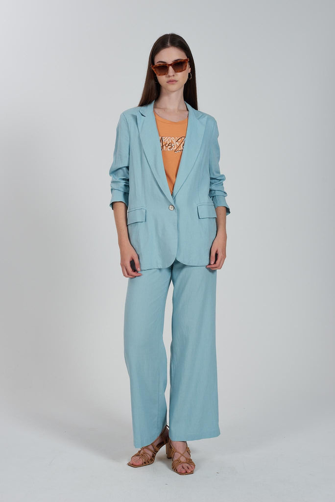 YES ZEE PANTALONE DONNA IN MISTO LINO