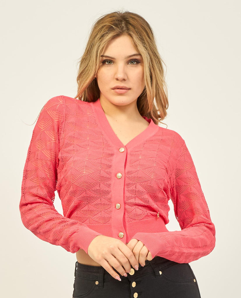 YES ZEE MAGLIA DONNA CARDIGAN SCOLLO A V