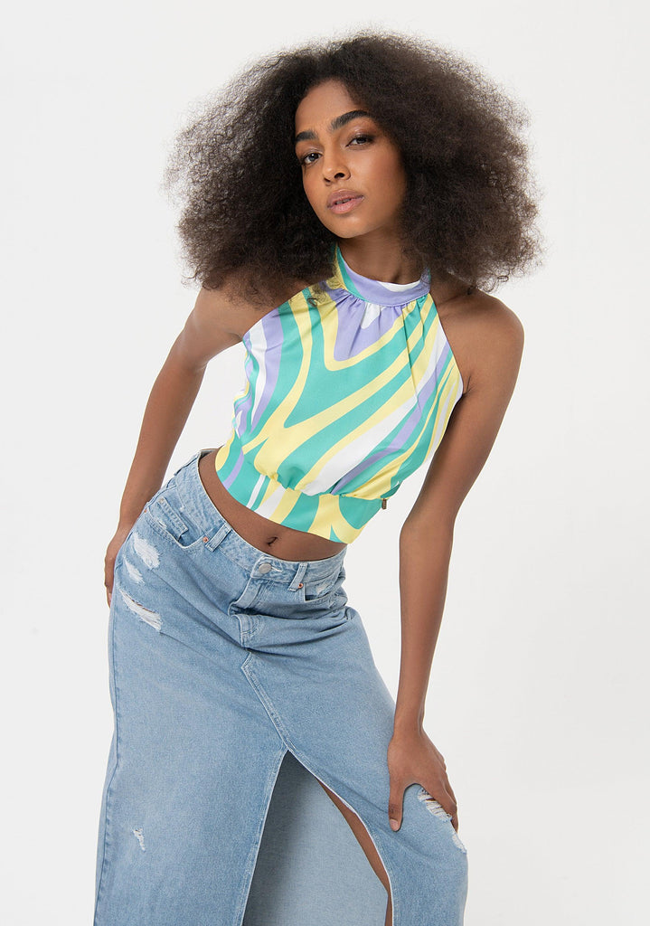 FRACOMINA CROP TOP MULTICOLORGEOMETRIC