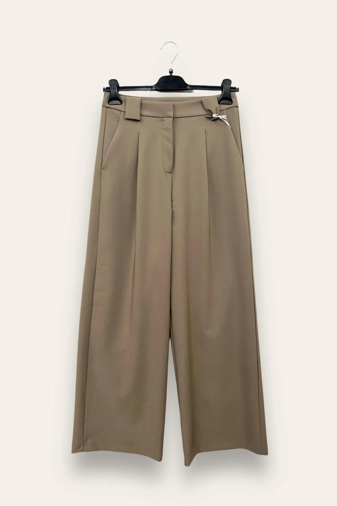 LOVEme Pantalone a palazzo con pinces, zip e gancetto
