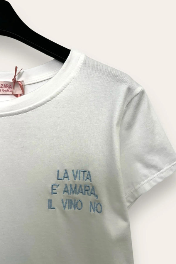 LOVEme T-shirt con scritta la vita è amara il vino no