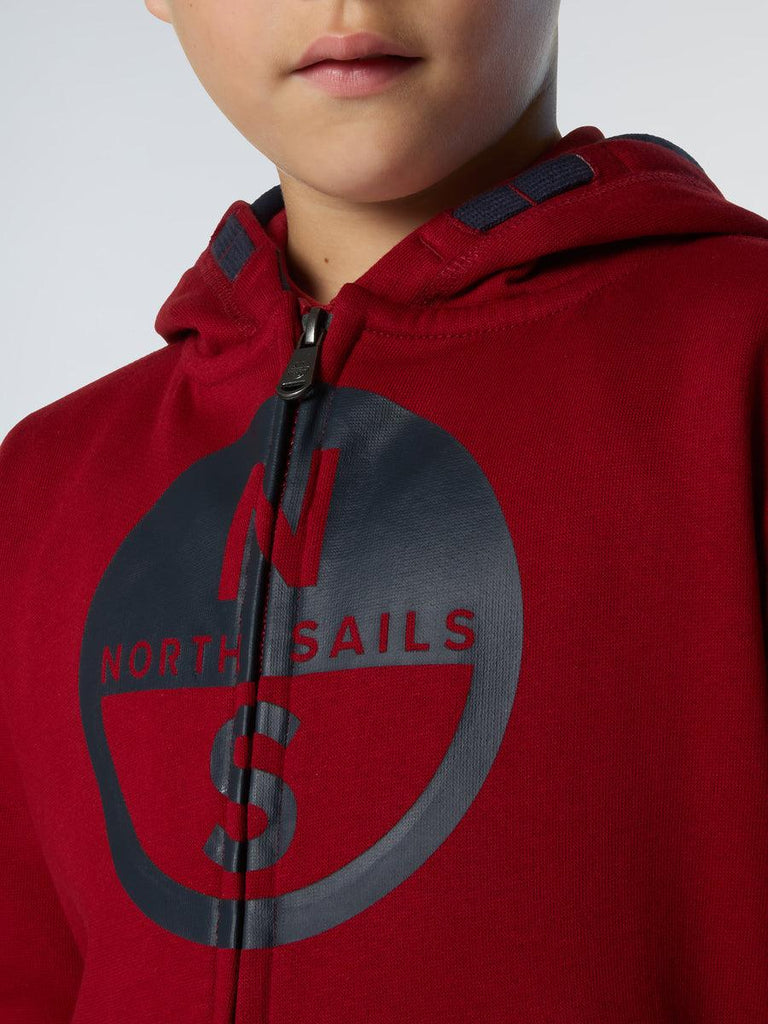 NORTH SAILS HOODED FULL  ZIP SWEATSHIRT W/GRAPHIC