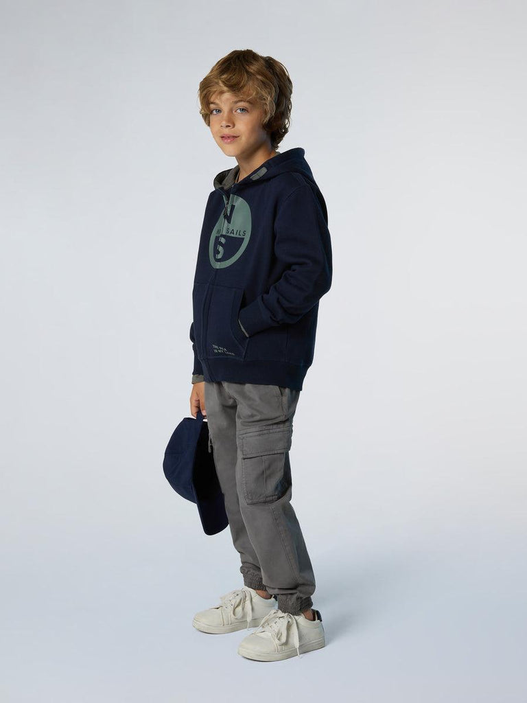 NORTH SAILS HOODED FULL  ZIP SWEATSHIRT W/GRAPHIC