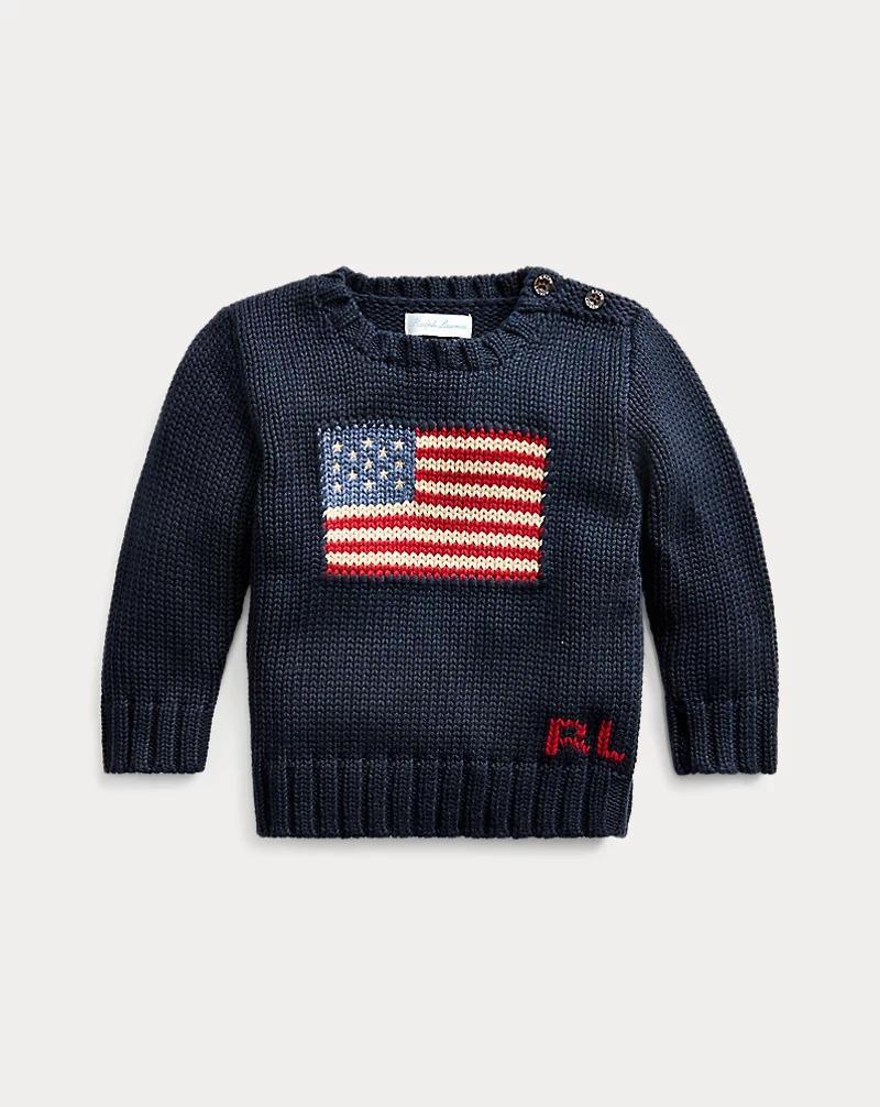 RALPH LAUREN FLAG CN SWTR-TOPS-SWEATER