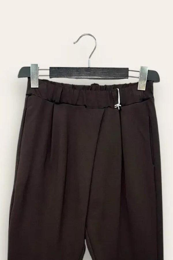 LOVEme Pantalone a sigaretta punto milano, pieghe in vita