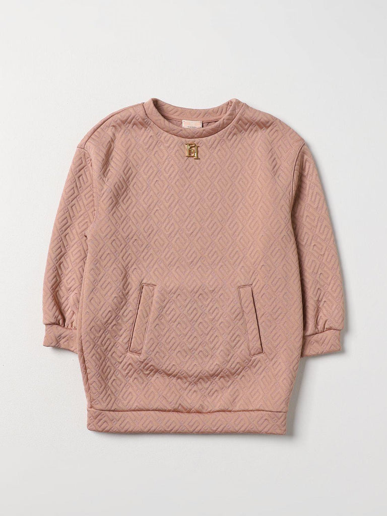 ELISABETTA FRANCHI La Mia Bambina ABITO IN FELPA EMBOSSED LOGO INCASTRO NERO