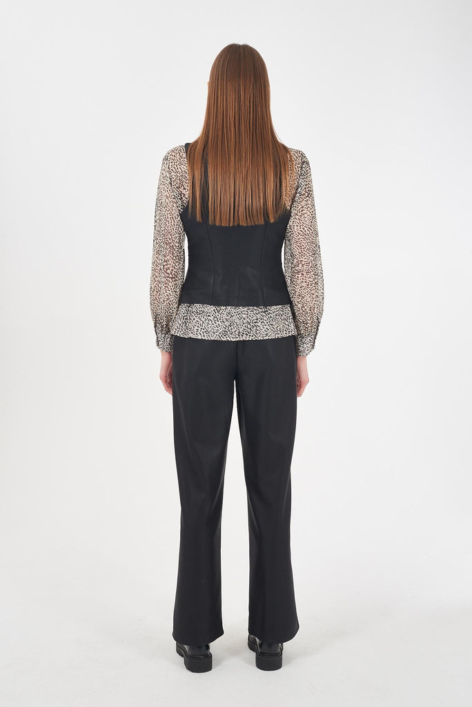 YES ZEE PANTALONE DONNA CON VITA DIETRO ARRICCIATA