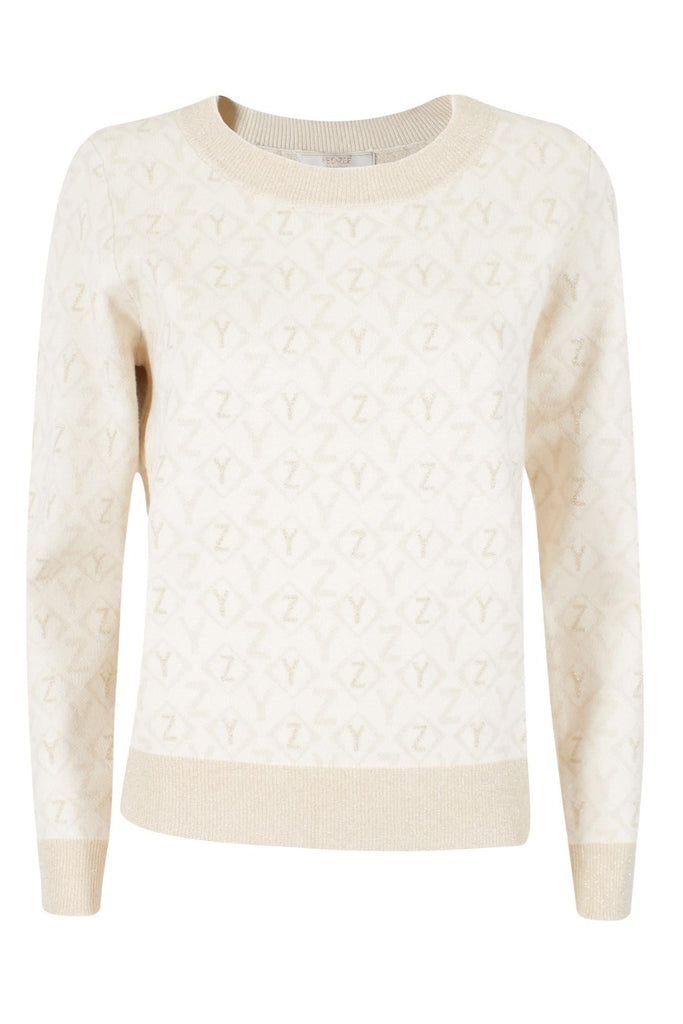 YES ZEE MAGLIA DONNA JAQUARD, GIROCOLLO