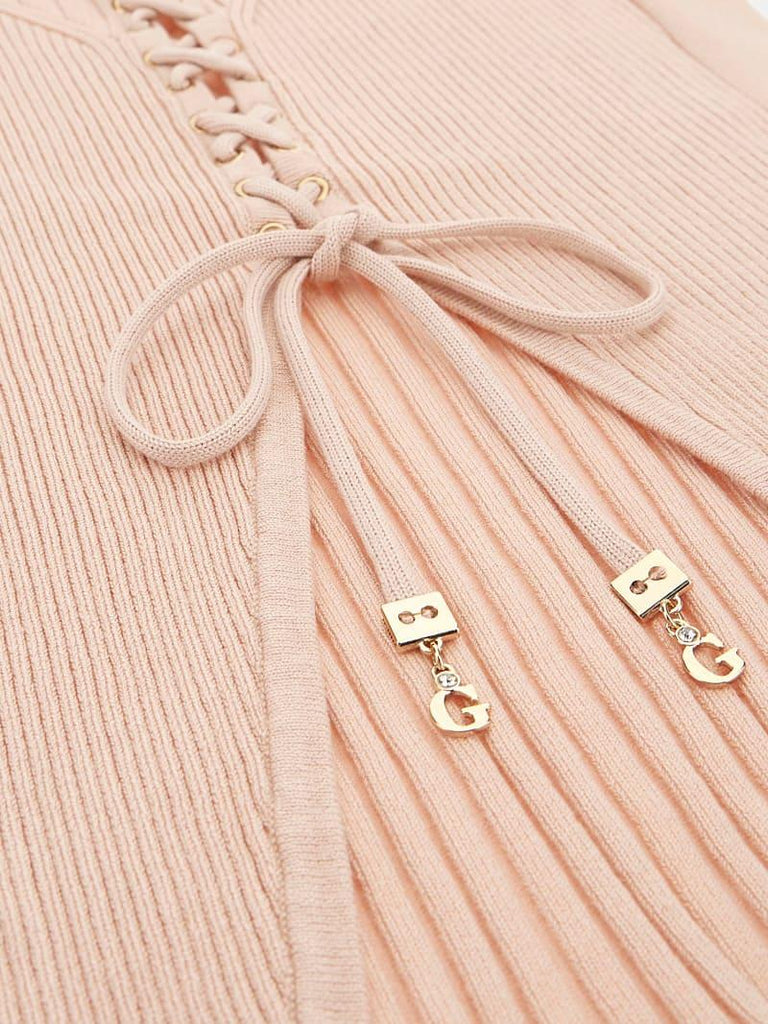GUESS SELENE LS LACE-UP CARDI SWTR