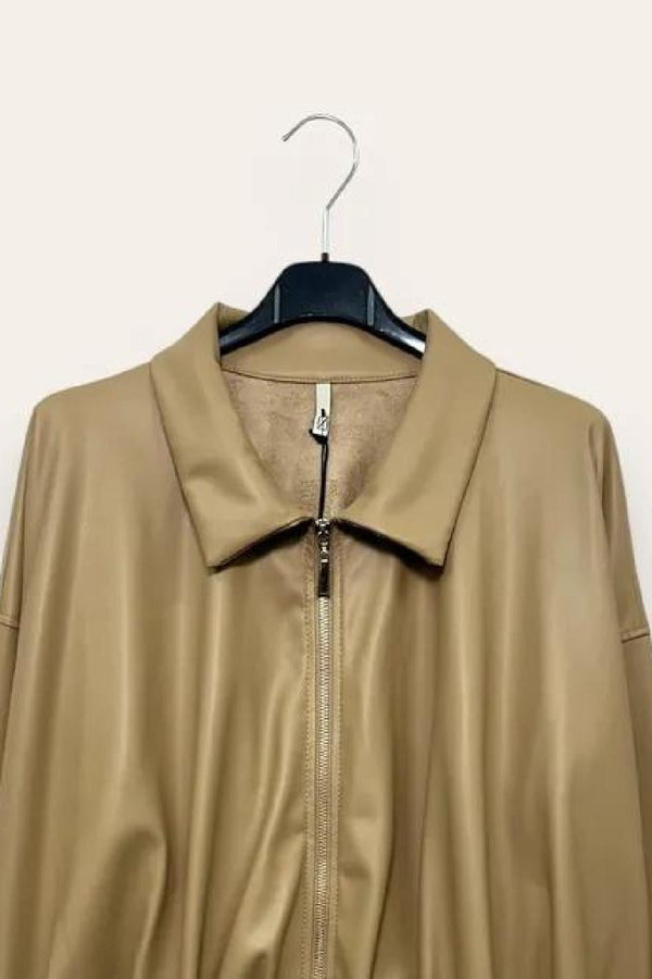 LOVEme Giacca in ecopelle morbida, con zip