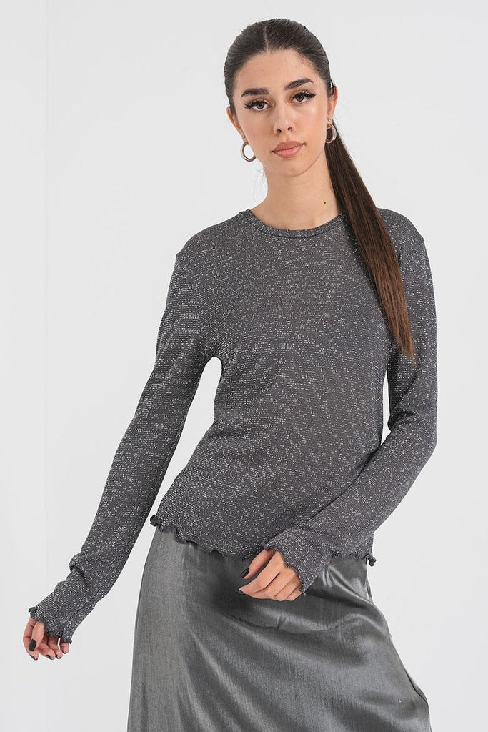 ONLY ONLISABEL L/S O-NECK GLITTER TOP JRS