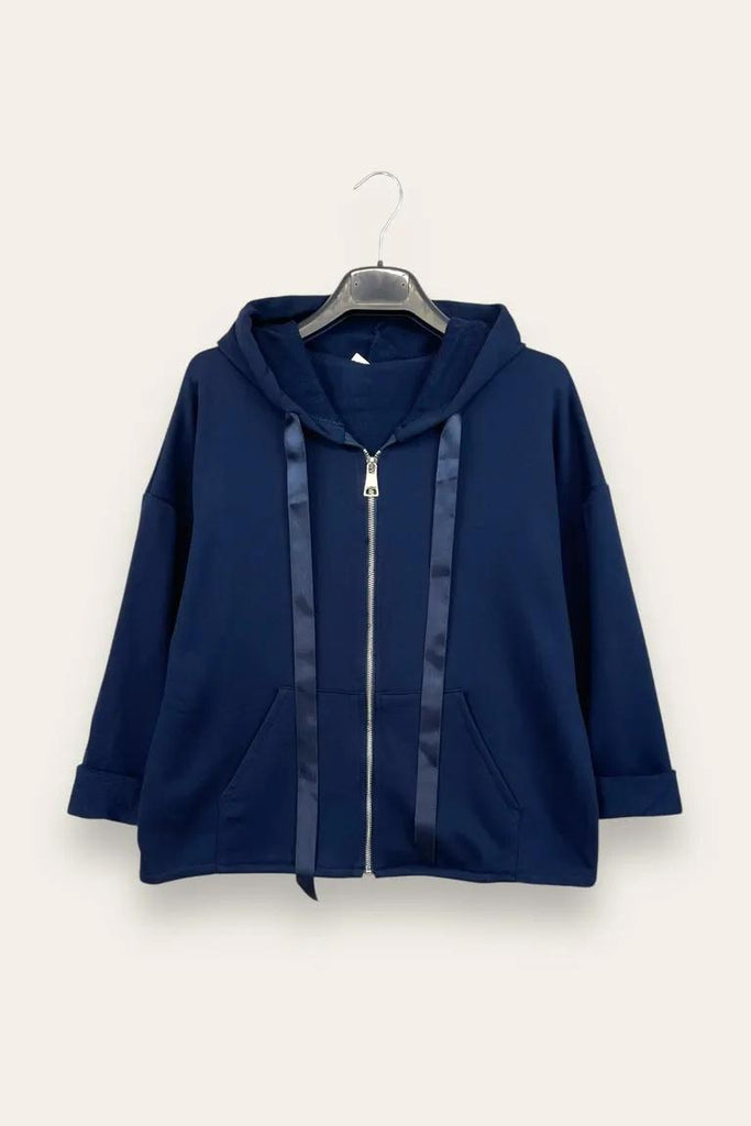 LOVEme Felpa con cordino in nastro, con zip e cappuccio