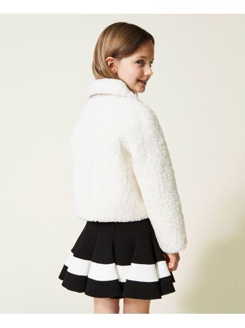 TWINSET GIACCA REVERSIBILE IN FIBRA LUNGA