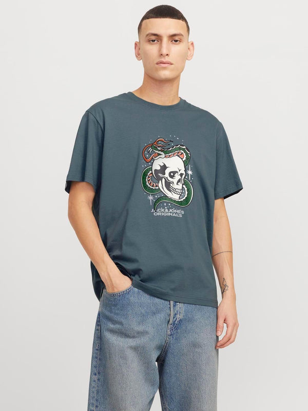 JACK AND JONES JORANATOMY SKULL TEE SS CREW NECK SN