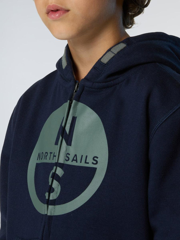 NORTH SAILS HOODED FULL  ZIP SWEATSHIRT W/GRAPHIC
