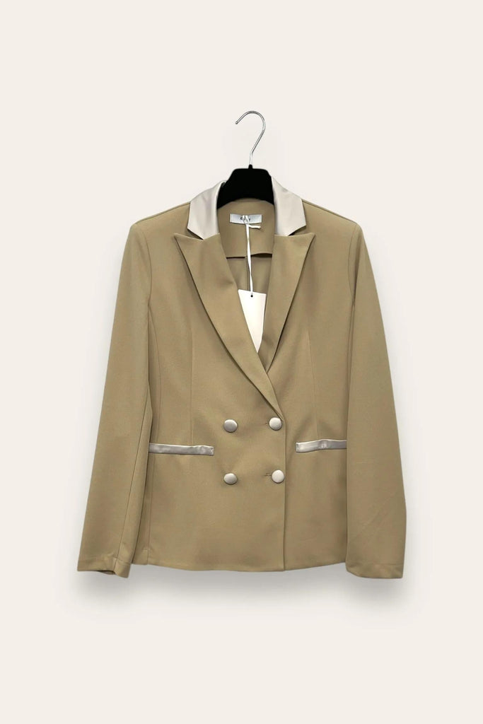 LOVEme Giacca doppio petto con inserti in raso