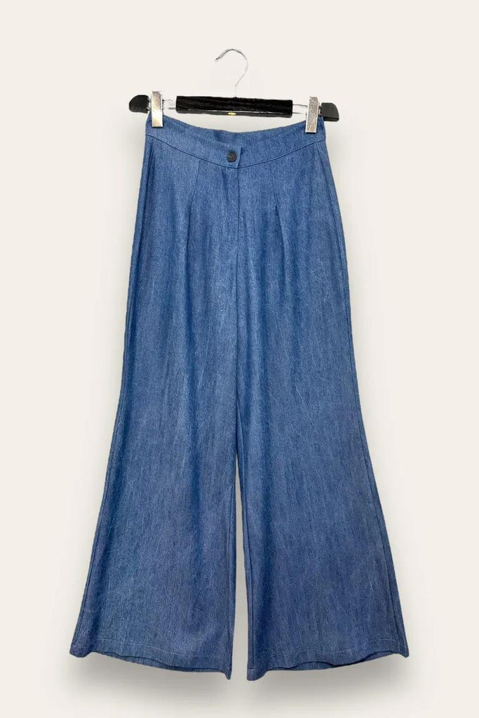 LOVEme Pantalone a palazzo in denim con pinces