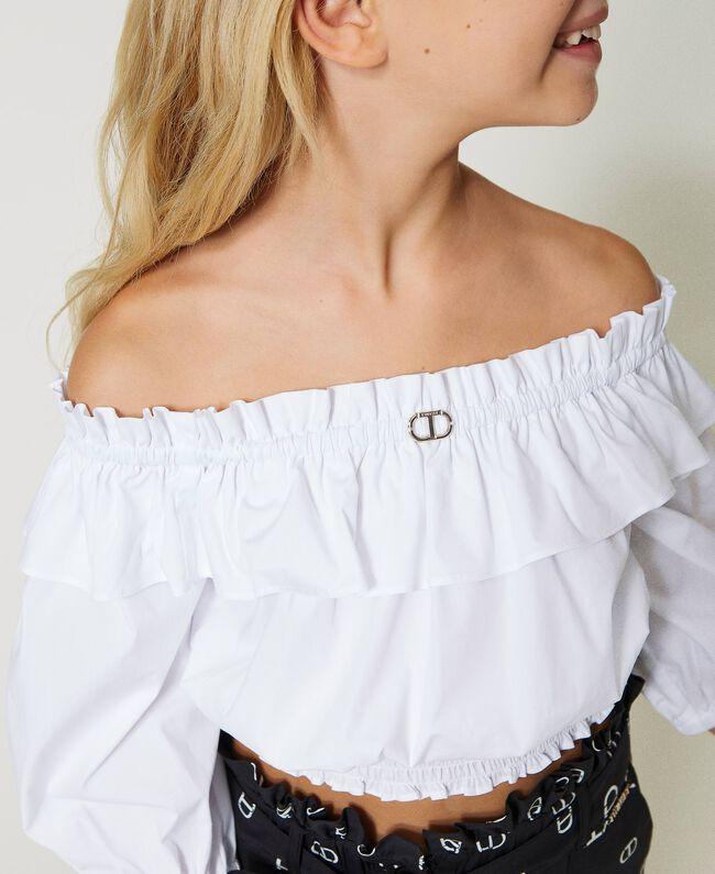 TWINSET BLUSA IN POPELINE CON VOLANT E MANICA 3/4