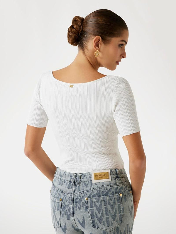 GUESS MARCIANO KATHLEEN SS RIBBED TOP SWTR