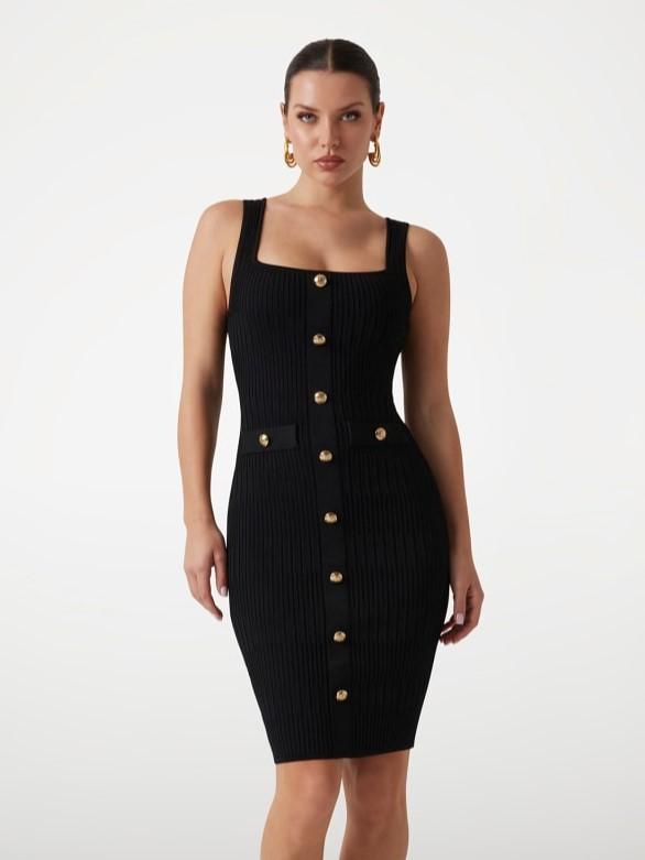 GUESS MARCIANO JANET RIBBED SL DRESS SWTR