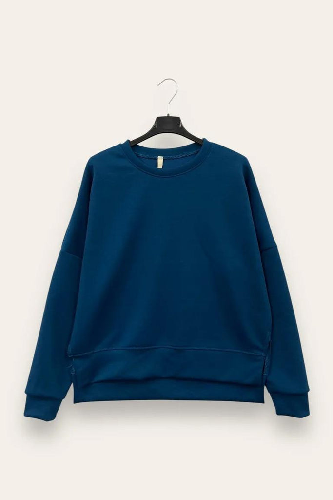 LOVEme Felpa girocollo in scuba, più lunga dietro