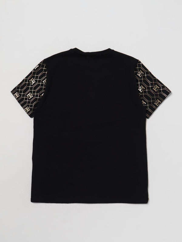 ELISABETTA FRANCHI La Mia Bambina T-SHIRT MEZZA MANICA CON STAMPA LOSANGHE EF NERO