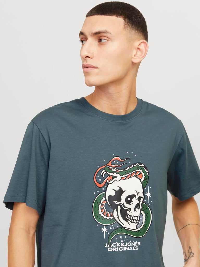 JACK AND JONES JORANATOMY SKULL TEE SS CREW NECK SN