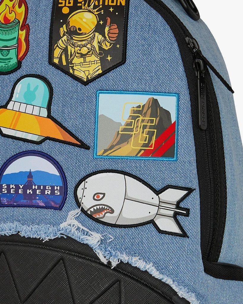 SPRAYGROUND DENIM TEAR 3 AM PATCHES BACKPACK
