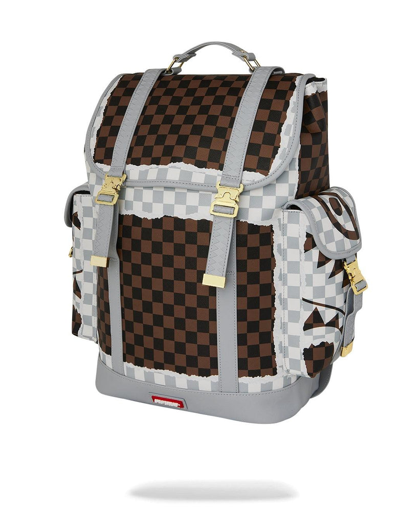 SPRAYGROUND CREAM BROWN TEAR CHECK MONTECARLO