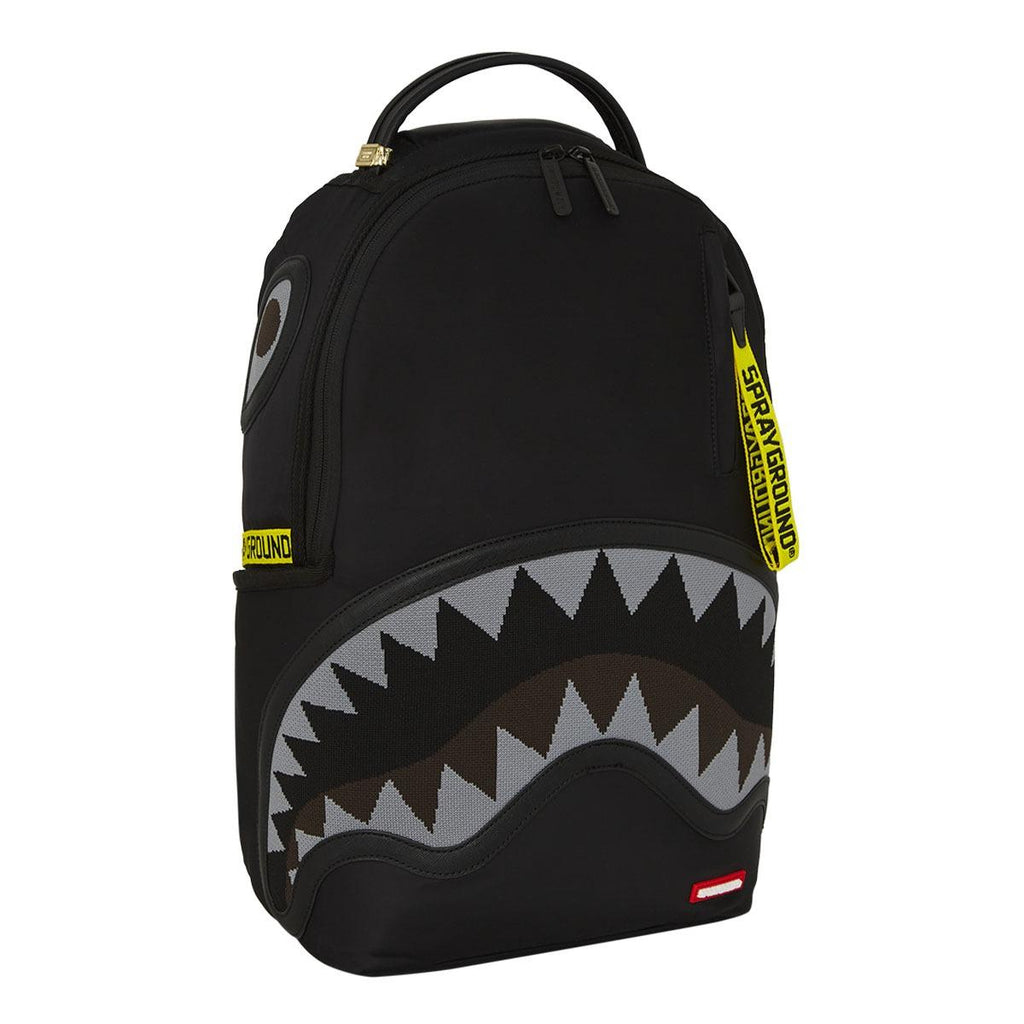 SPRAYGROUND SHARK CENTRAL YELLOW TAPE DLX SATIN BACKPACK