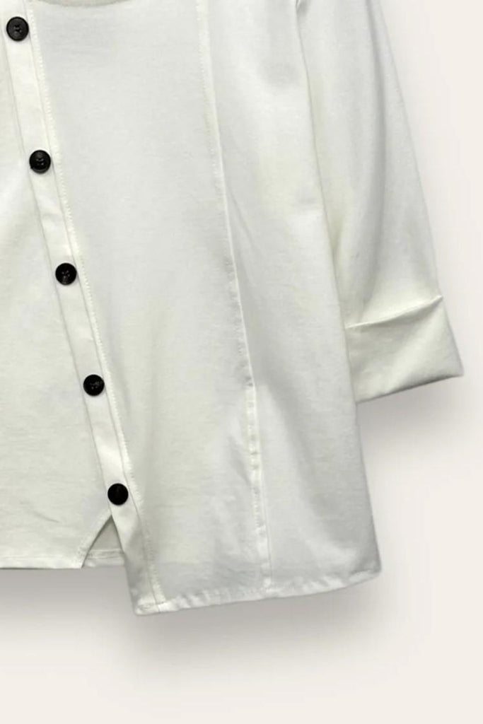 LOVEme Blusa punto milano con bottoni decorativi trasversali