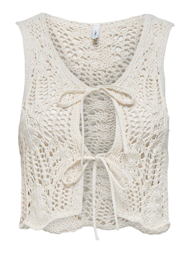 ONLY ONLLIZZY LIFE SL CROCHET TIE VEST KNT