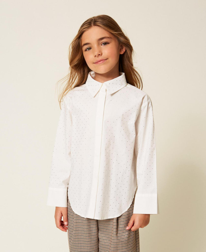 TWINSET CAMICIA IN POPLIN C/MICRO STRASS