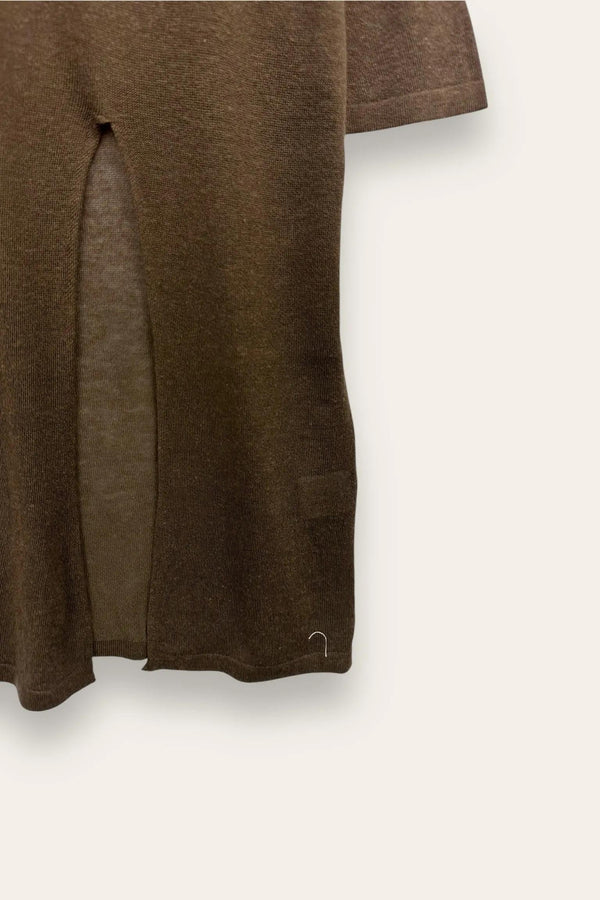 LOVEme Maglia ampia mezza manica con spacco, misto lino