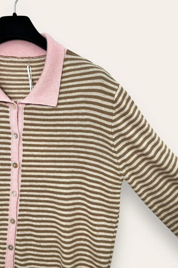 LOVEme Golfino rigato con profilo tinta unita misto lana cashmere