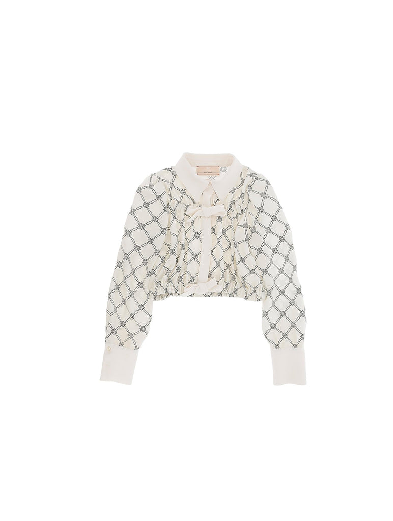 ELISABETTA FRANCHI La Mia Bambina CAMICIA IN GEORGETTE ST.LOSANGA CON FIOCCHI