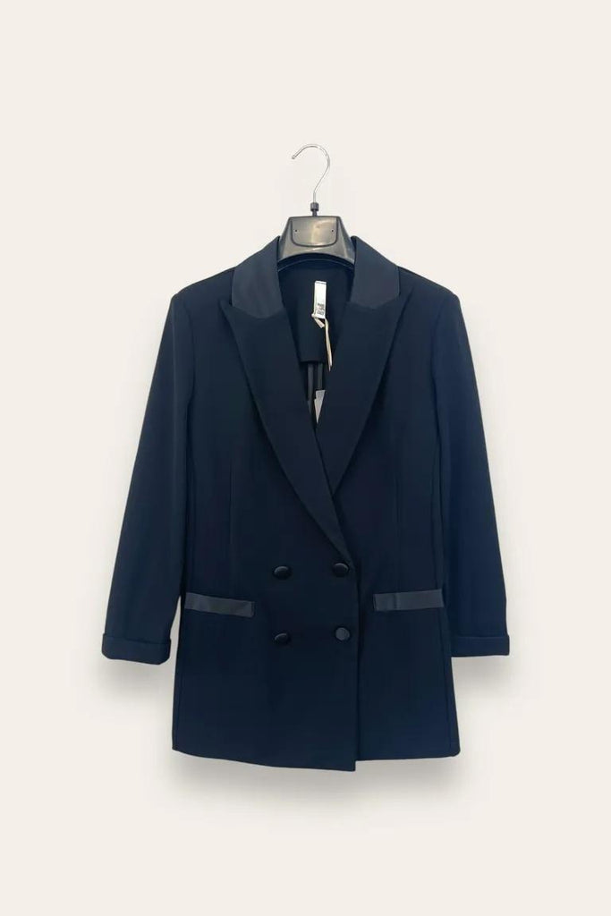 LOVEme Giacca doppio petto con inserti in raso