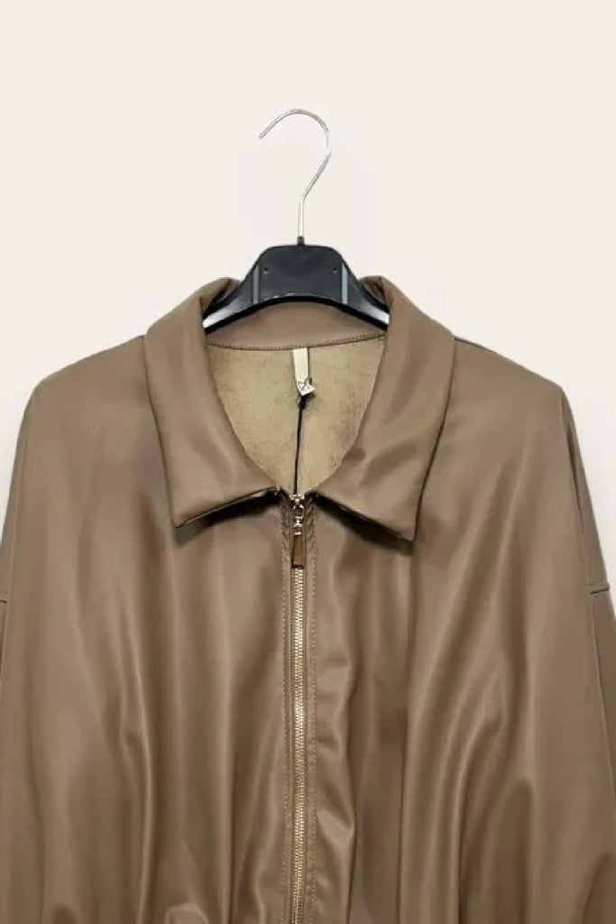 LOVEme Giacca in ecopelle morbida, con zip