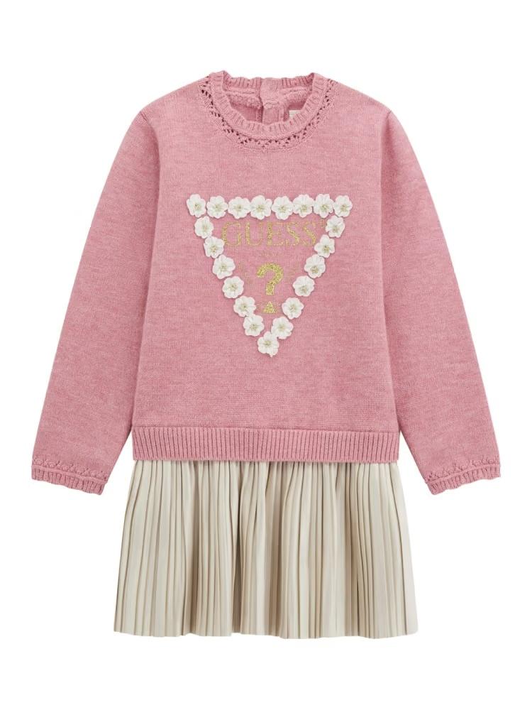 GUESS LS MIXED FABRIC DRESS