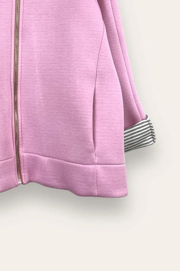 LOVEme Giacca neoprene con zip e interno rigato