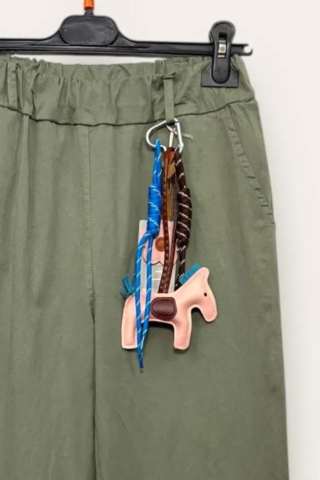 LOVEme Pantalone a palazzo con portachiavi