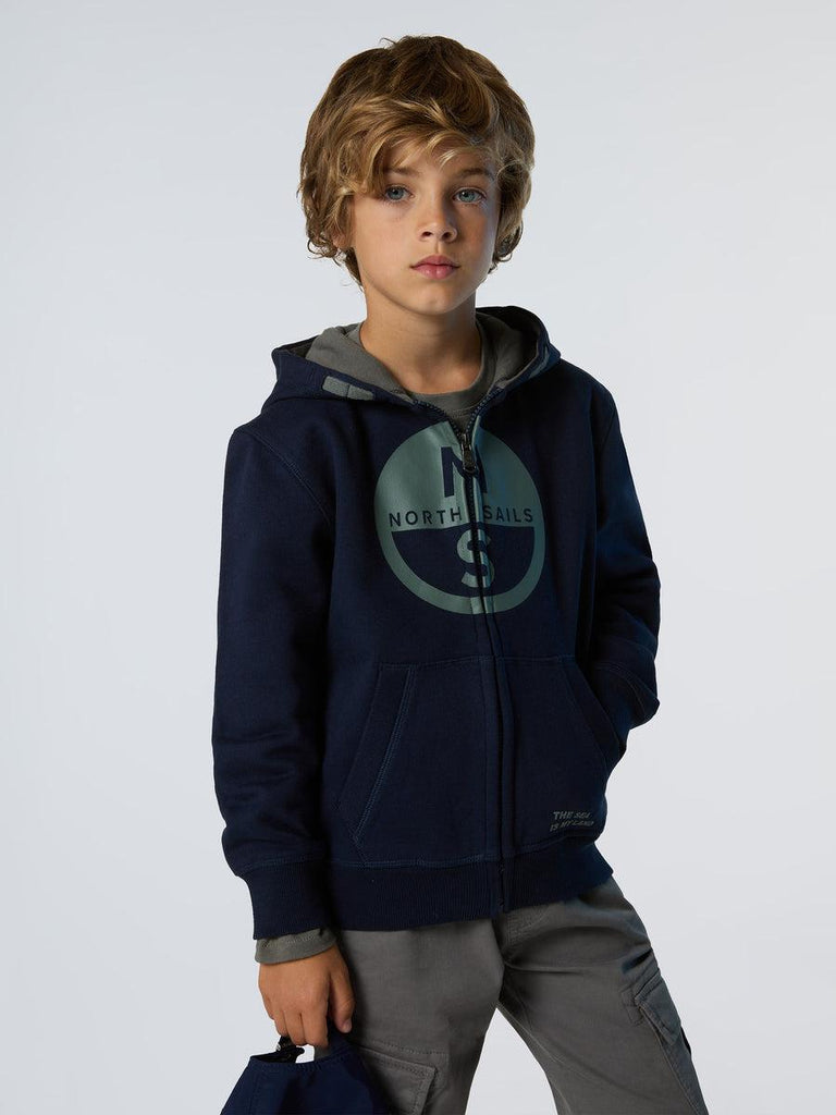 NORTH SAILS HOODED FULL  ZIP SWEATSHIRT W/GRAPHIC