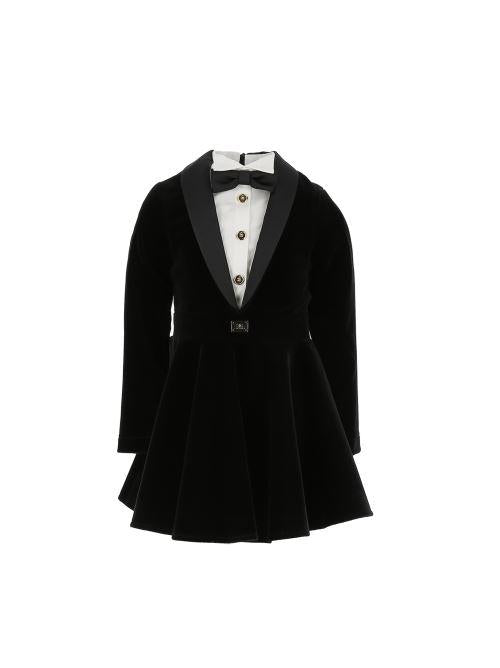 ELISABETTA FRANCHI La Mia Bambina ABITO IN VELLUTO CON PLACCA LOGO NERO