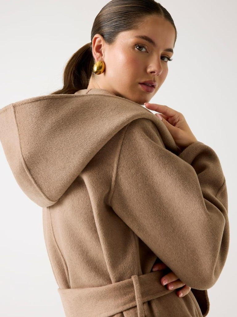 GUESS MARCIANO ELLA HOODED BELTED COAT