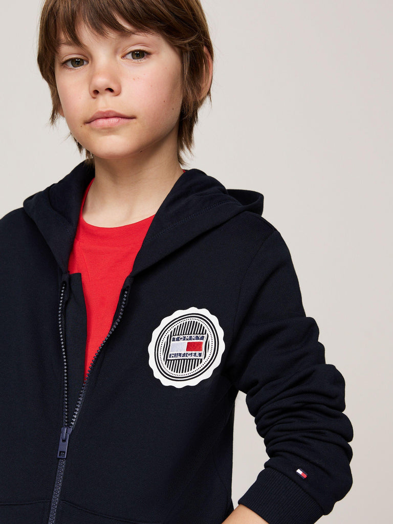 TOMMY HILFIGER STAMP TOWELLING REG ZIPUP HOOD