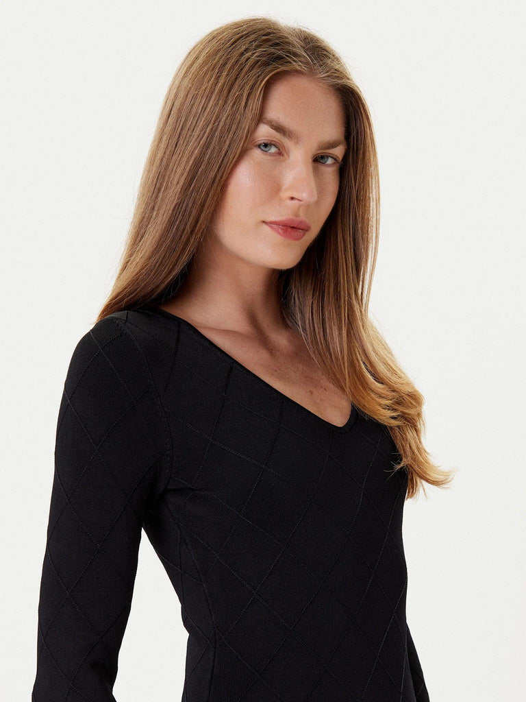 GUESS MARCIANO MILEY VN LS DRESS SWTR
