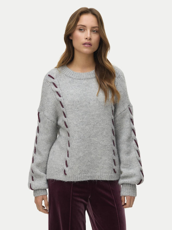 VERO MODA VMILINA LS O-NECK HANDSTITCH PULLOVER