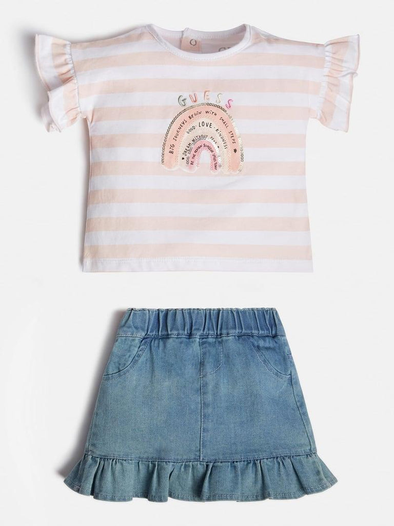 GUESS SET SS T-SHIRT+DENIM SKIRT